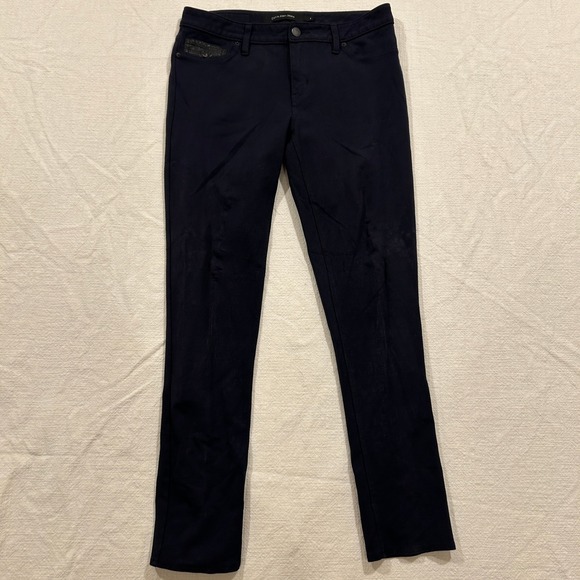 Calvin Klein Jeans Pants - Calvin Klein Jeans Womens Size 8 Navy Blue Skinny Pants Faux Leather Trim